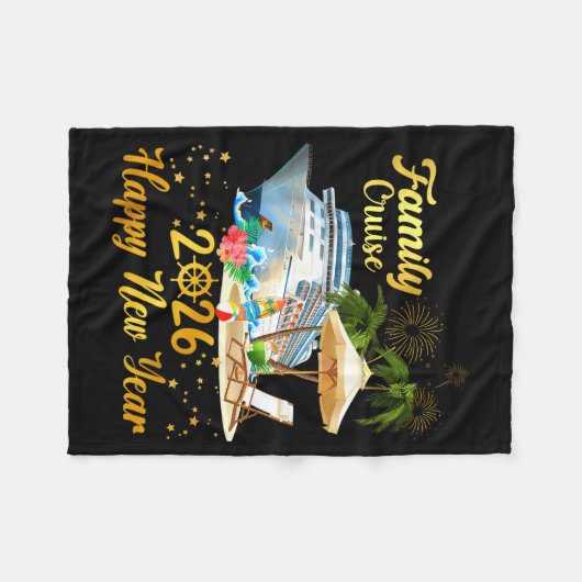 Family Cruise 2026 Happy New Year  Fleece Deken (Voorkant (Horizontaal))