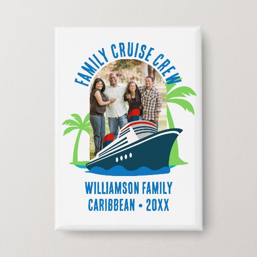 FAMILY CRUISE CREW Photo Destination Vacation Button (Voorkant)