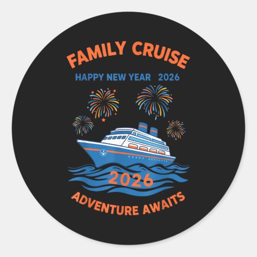 Family Cruise Happy New Year 2026 Adventure  Ronde Sticker (Voorkant)