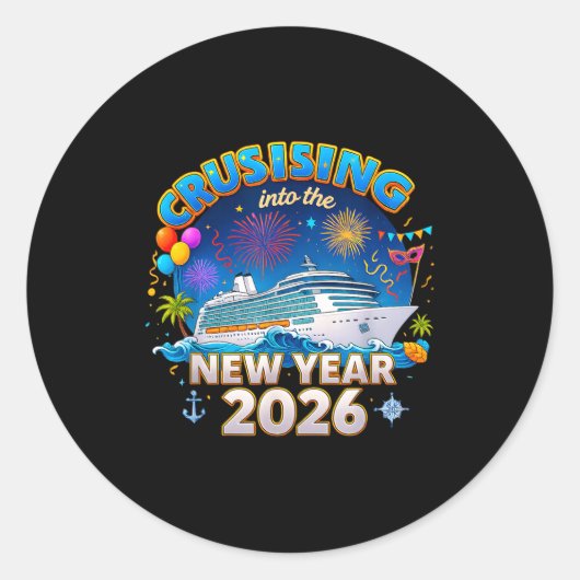 Family Cruise New Year 2026 Vacation  Ronde Sticker (Voorkant)