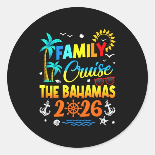 Family Cruise The Bahamas 2026 Summer Matching Vac Ronde Sticker (Voorkant)