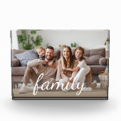 Family Custom Photo White Script Photo Block Fotoblokken (Voorkant)