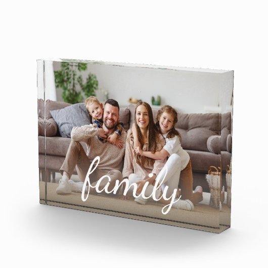 Family Custom Photo White Script Photo Block Fotoblokken (Rechts)