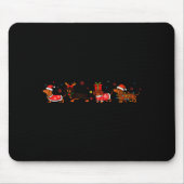Family Dachshund Santa Sleigh Reindeer Snow Christ Muismat (Voorkant)