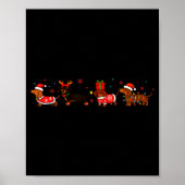 Family Dachshund Santa Sleigh Reindeer Snow Christ Poster (Voorkant)