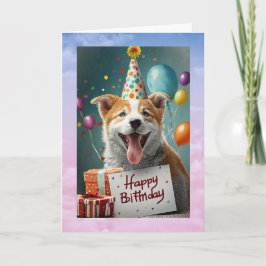 Family Dog's Birthday, 5 "x 7" gevouwen Kaart