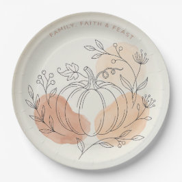 "Family Faith & Feast" Rustieke Pompoen Papieren B Bordje