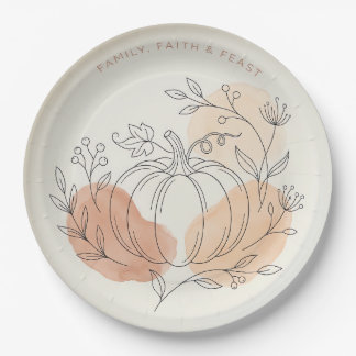 "Family Faith & Feast" Rustieke Pompoen Papieren B Bordje