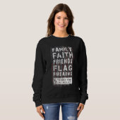 family faith friends flag firearms trui (Voorkant volledig)