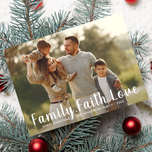 Family Faith Love Merry kerst Grote Foto Feestdagenkaart