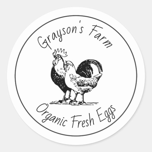 Family Farm Organic Fresh Eggs Ronde Sticker (Voorkant)
