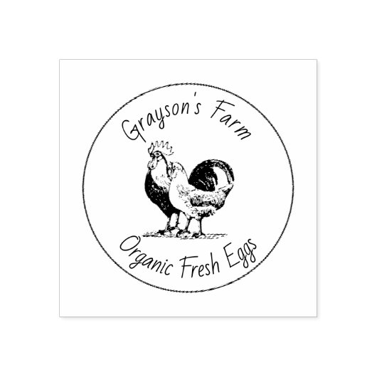 Family Farm Organic Fresh Eggs Rubberstempel (Afrduk)