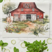 Family Farm Rustic Barn Cute Country Farm  Theedoek (Gevouwen)