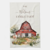 Family Farm Rustic Barn Cute Country Farm  Theedoek (Verticaal)