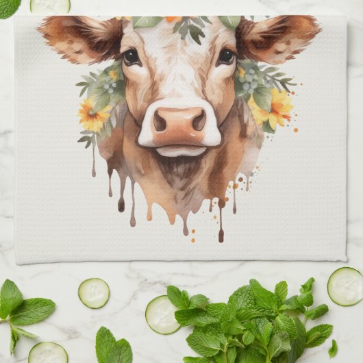 Family Farm Rustic Floral Cow Horns Theedoek (Gevouwen)