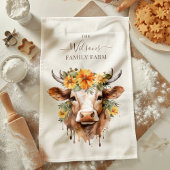 Family Farm Rustic Floral Cow Horns Theedoek
