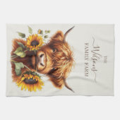 Family Farm Rustic Sunflower Highland Cow Theedoek (Horizontaal)
