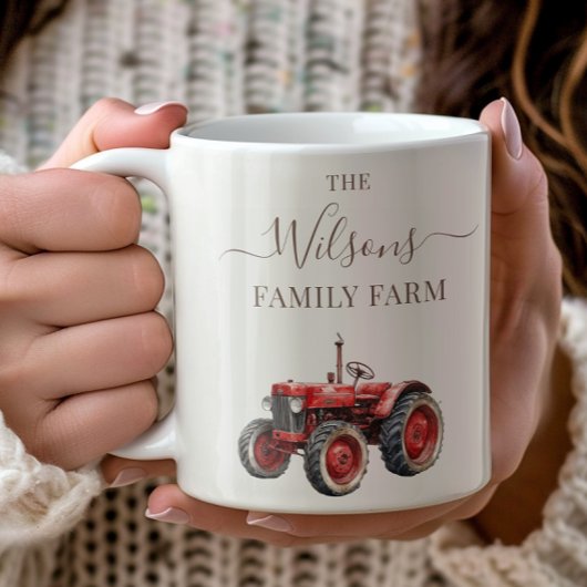 Family Farm Rustic Vintage Red Tractor Koffiemok