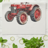 Family Farm Rustic Vintage Red Tractor Theedoek (Gevouwen)