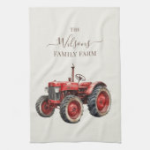 Family Farm Rustic Vintage Red Tractor Theedoek (Verticaal)