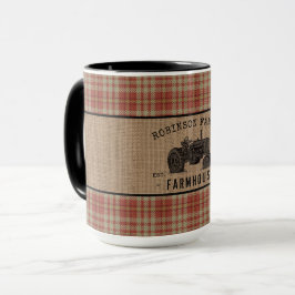 Family Farmhouse Tractor Red Play Burlap Big Mok