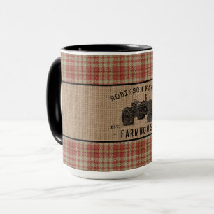 Family Farmhouse Tractor Red Play Burlap Big Mok