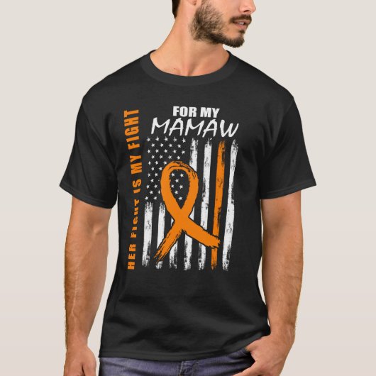 Family Fight Mamaw Leukemia Awareness American Fla T-shirt (Voorkant)