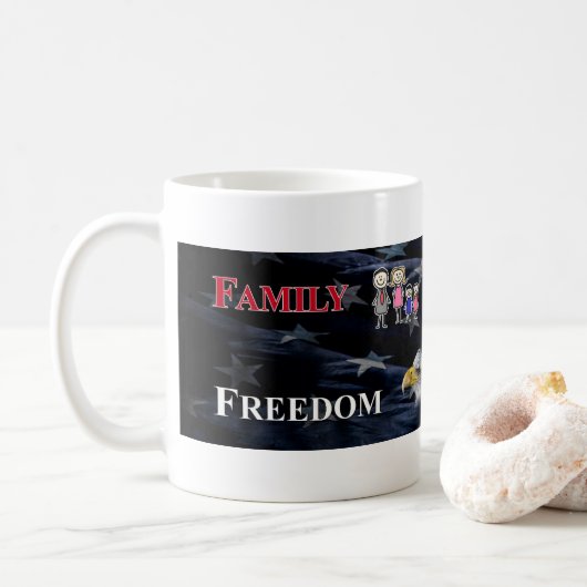family, firearms, freedom and felines mug koffiemok (Met donut)