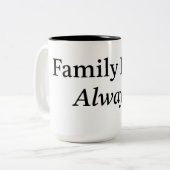 Family First Always Mok | Minimaal familie citaat  (Voorkant links)