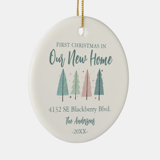 Family First Christmas New Home Photo Keramisch Ornament (Rechts)