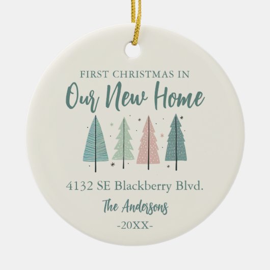 Family First Christmas New Home Photo Keramisch Ornament (Voorkant)