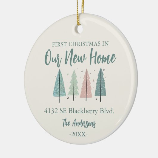 Family First Christmas New Home Photo Keramisch Ornament (Links)