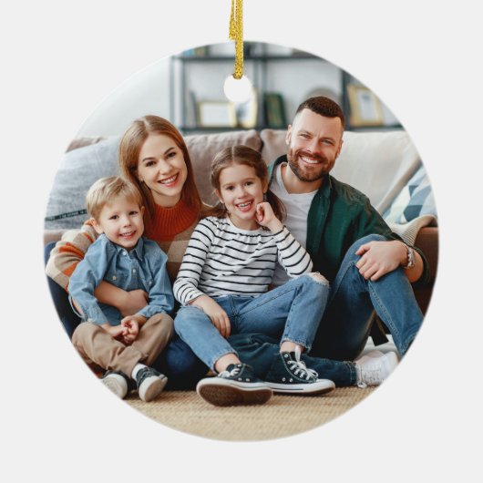 Family First Christmas New Home Photo Keramisch Ornament (Achterkant)