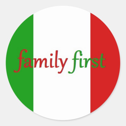 FAMILY FIRST - Italië / Mexico / Gezin Ronde Sticker (Voorkant)
