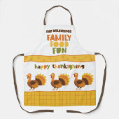 Family Food Fun Turkey Thanksgiving Apron Schort (Voorkant)