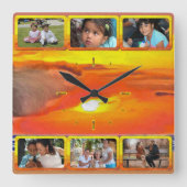 Family, Friends Photo Collage Sunset 2443 Vierkante Klok (Voorkant)