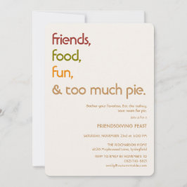 Family, Friends, Turkey, Pie Modern friendsgiving Kaart