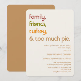 Family, Friends, Turkey, Pie Modern Thanksgiving Kaart