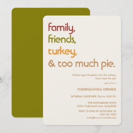 Family, Friends, Turkey, Pie Modern Thanksgiving Kaart