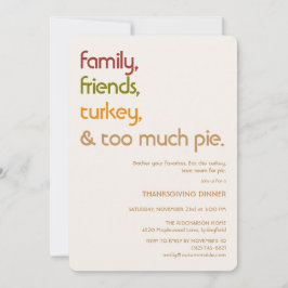 Family, Friends, Turkey, Pie Modern Thanksgiving Kaart