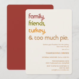 Family, Friends, Turkey, Pie Modern Thanksgiving Kaart