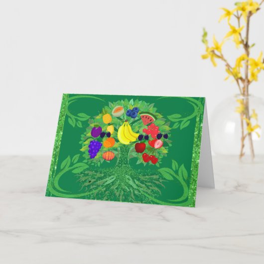 Family Fruit Tree Wenskaart Kaart (Gele Bloem)