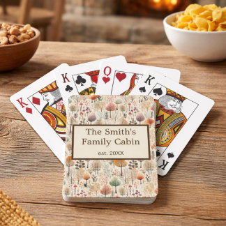 Family Gift Woodland Cozy Cabin Personalized  Pokerkaarten