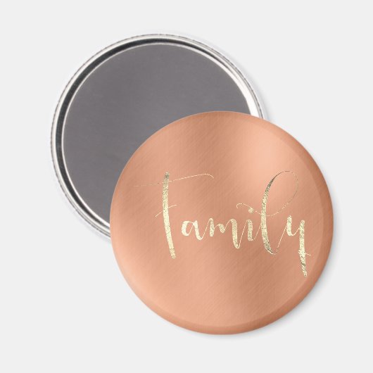Family Golden Script roze Copper Home Planning Magneet (Voorkant / Achterkant)