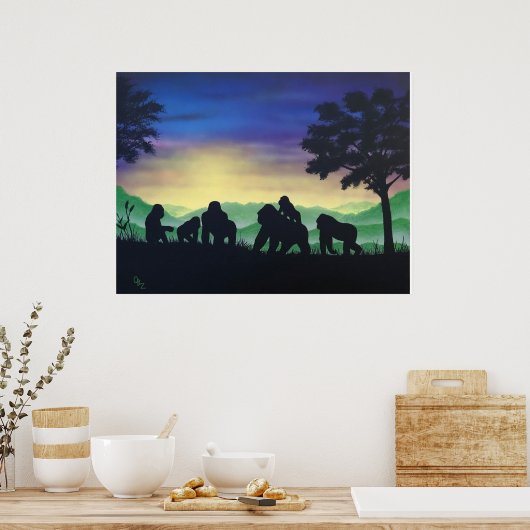 "Family" Gorilla Art Print (Keuken)