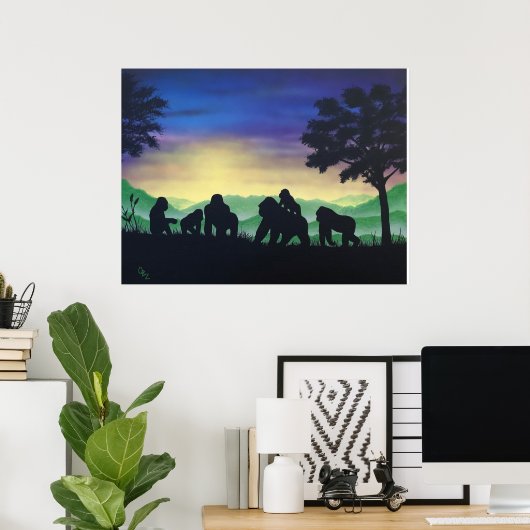 "Family" Gorilla Art Print (Thuiskantoor)