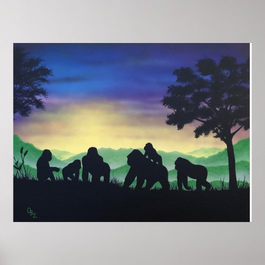 "Family" Gorilla Art Print (Voorkant)