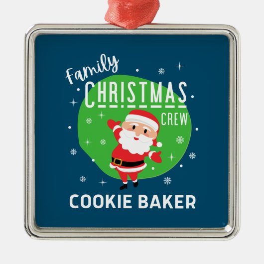 Family Group kerstparty Pajamas Cookie Baker Metalen Ornament (Voorkant)