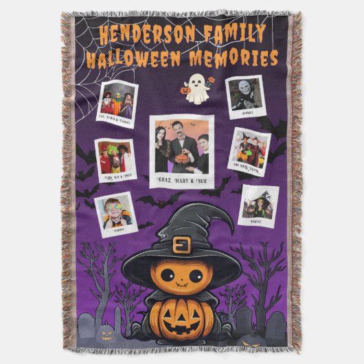Family Halloween Memories Collage – Kid Witch Deken (Voorkant Verticaal)