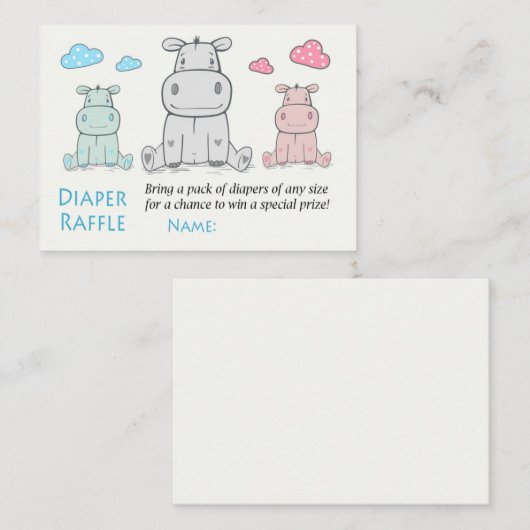 Family hippo Diaper Raffle Tickets (Voorkant / Achterkant)
